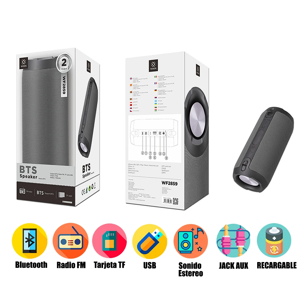 Portable Wireless Bluetooth Speaker with FM Radio TF Card 10W BTS Stereo Sound Mobile Tablet Android iOS