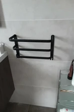 Toallero montado en la pared para baño, toallero negro de aluminio, riel negro mate, soporte de toalla, 30-50 CM