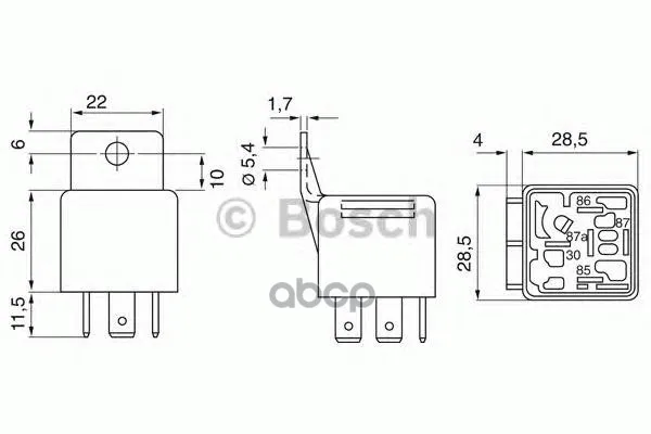 Реле Мини-Реле 24в 20а/10а Bosch арт. 0332209211