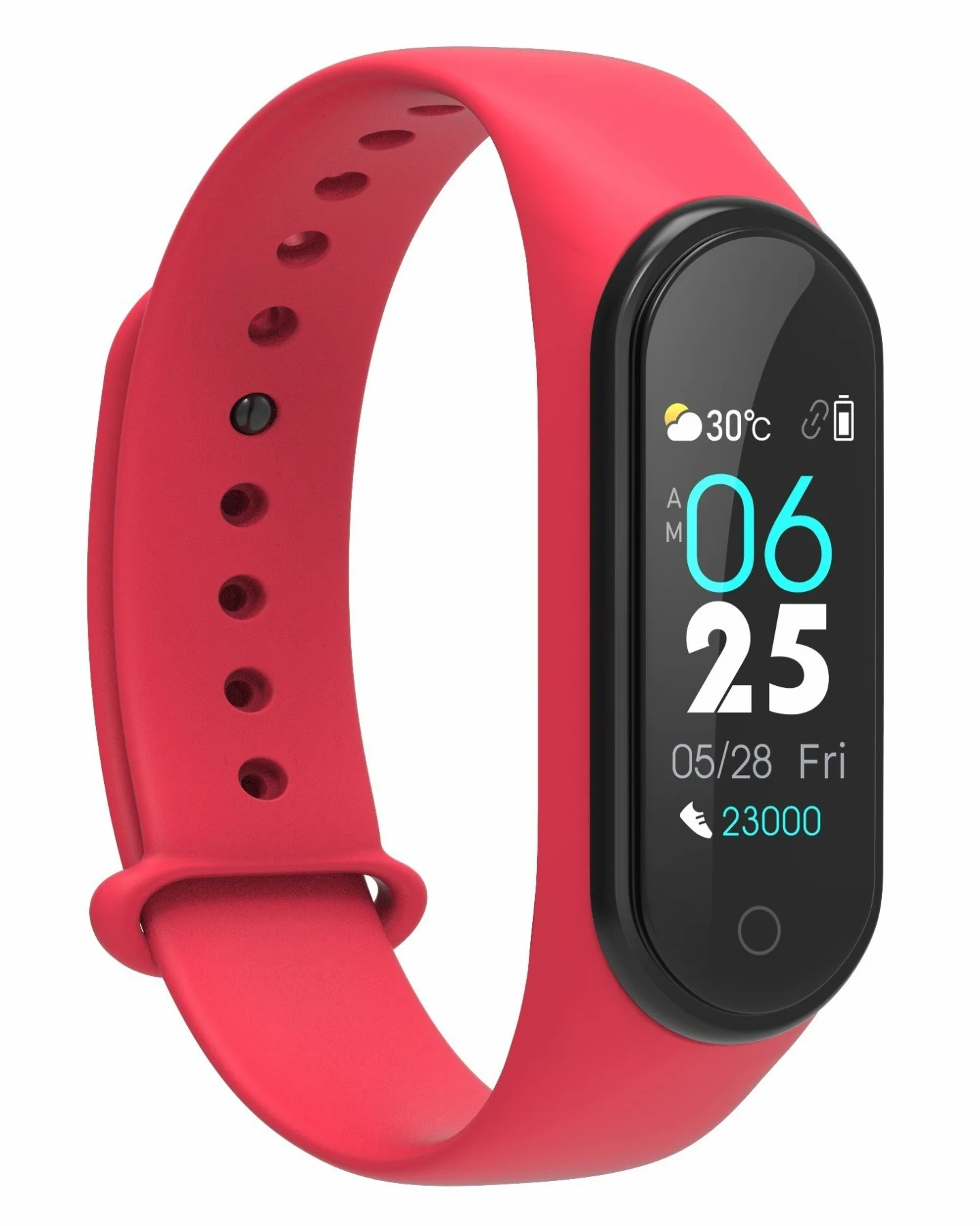 Красный Фитнес-браслет CARCAM SMART BAND M4 шагомер, пульсометр, IP67, артериальное давление - Цвет: Красный