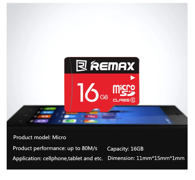 Карта памяти Remax Micro SD Card 16Gb C10(Красный
