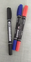 3 unids/set doble marcador permanente de Punta marcador a prueba de agua pluma bien/punto medio 0,5mm-1mm pluma marcador negro Azul Rojo tinta suministros de arte