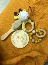 Bopoobo 1Set de juguetes de baño manta para niño de hitos del bebé cepillo sonajero pulsera Baberos fotografía suministros regalo de nacimiento del producto