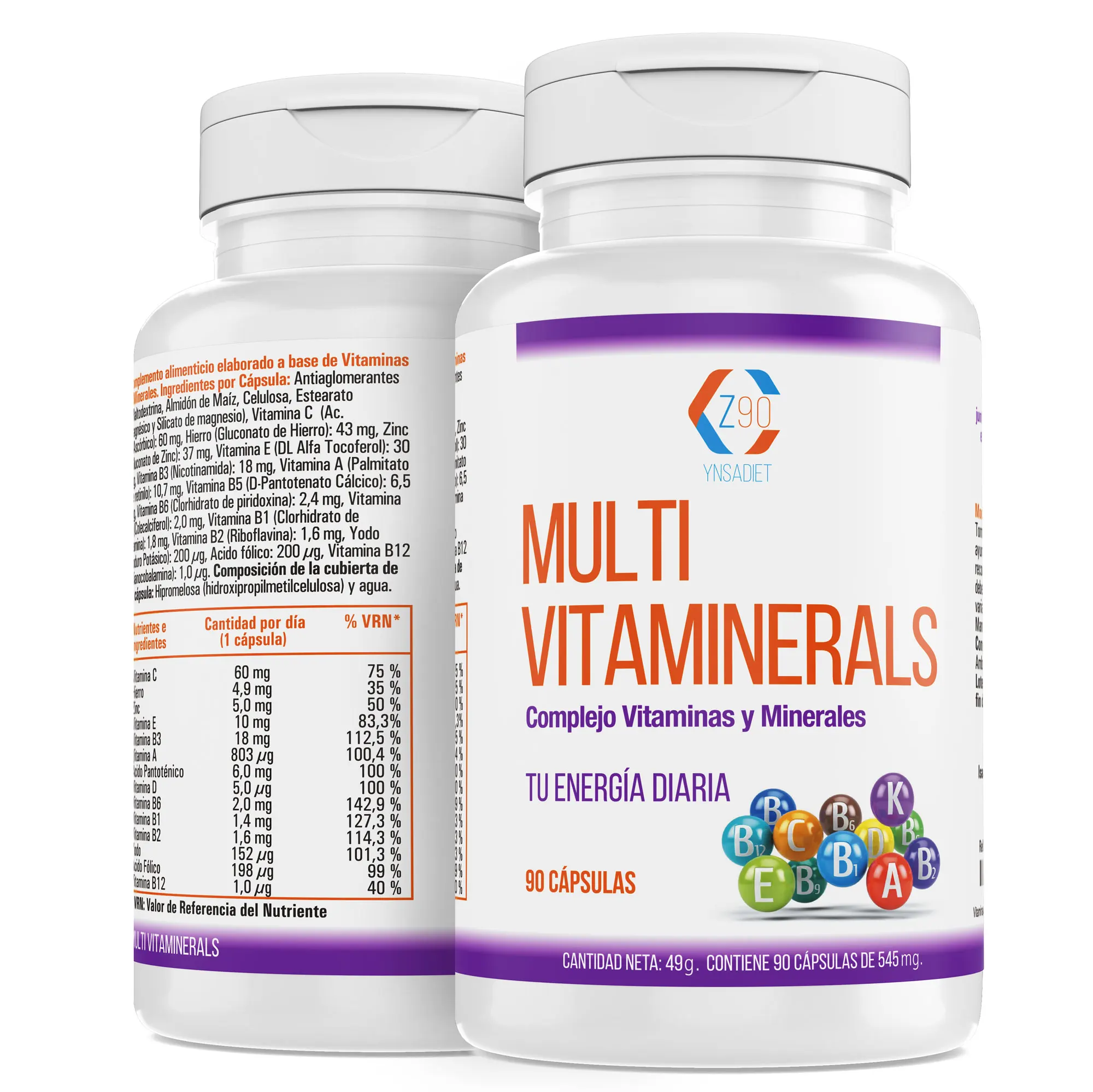 Vitamin with minerals, vitamin C and B2, B3, B5, B6 and B12 mas iron, multivitamino for exhaustion 90Capsulas (three months) Vitamin with minerals, vitamin C and B2, B3, B5, B6 and B12 mas iron, multivitamino for exhaustion 90Capsulas (three months)
