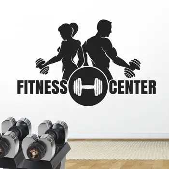 

Fitness Center Man And Woman Silhouette Wall Art Vinyl Sticker Decal For Gym Decoration A001507