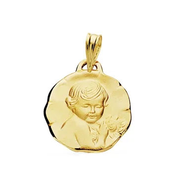 

Medal 18k gold flower Toddler 17mm. [AB3834GR] -Customizable-RECORDING INCLUDED IN THE PRICE