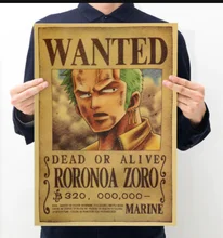 Figuras de acción de One Piece Bounty, pegatinas de pared con estampado de póster artesanal, película Vintage, Playbill, Luffy, papel tapiz de una pieza, 1 Uds.