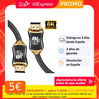 

Cable HDMI 8k ULTRA HD hdmi cable 2.1 1 metro 4K 120Hz 8K 60Hz compatible con smart tv ps5 xbox series x ps4 xbox one x trenzado
