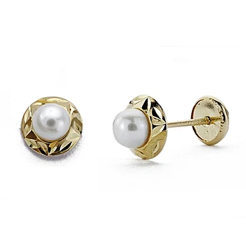 

Earrings 18k gold Pearl cutivada 4mm. Screw [7883]