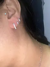 ANENJERY 925 de plata esterlina Simple circón de una sola fila pendientes para las mujeres brincos oorbellen pendientes de botón pendientes S-E14