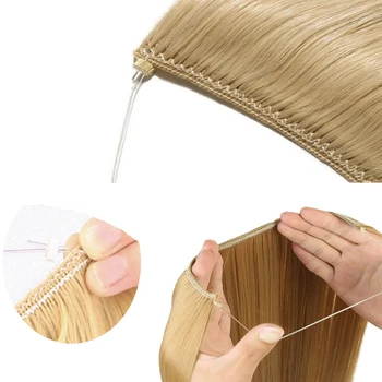 

XINRAN Straight Fishline Wave Fishline Wig Hair Extensions Pure Color Hair Extension Wig High Temperature Hair Extension