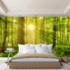 Forest 3D photo wallpaper on the wall trees, grass, Sun, wallpaper for hall, kitchen, bedroom, wall-Paper expanding space ► Photo 1/4