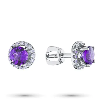 

Silver earrings with amethyst and cubic zirconia 201930-001-0019