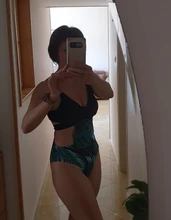 One-Piece Swimsuit Leaf-Printed Sexy Trikini High-Waist Beach Women Cross-Bandage