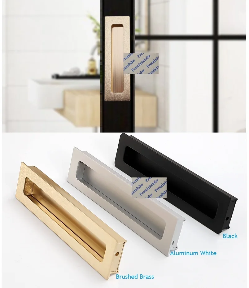 2pcs Brushed Brass Matte Black Aluminum White Recessed Flush Barn Sliding Door Finger Pull Furniture Closet Drawer Pull Washer Washer Stainlesswashers Steel Aliexpress