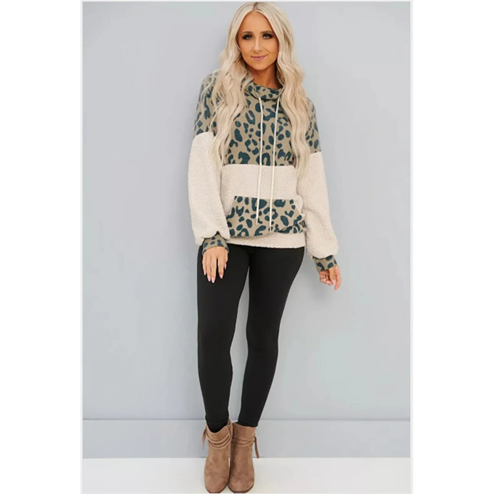 

OSKE Winter Autumn Spring Hoodie Sweatshirt Color Warm Leopard Printed Fashion Comfortable Casual 2020 Female Hoodies For Women