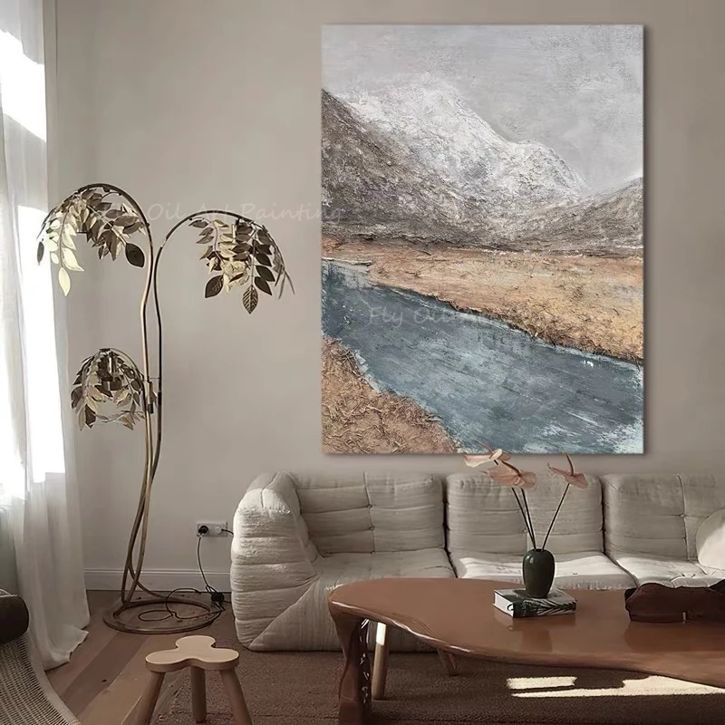 

Large Size 100% Handpainted Ocean Seaside Mountain River Lake oil painting for home decoration as a living room gift