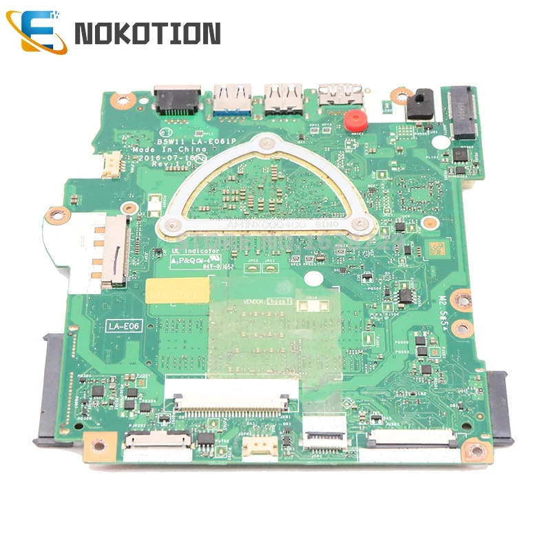 NOKOTION для acer aspire ES1-572 Материнская плата ноутбука NBGKQ11002 NB. GKQ11.002 B5W11 LA-E061P SR2ZU I5-7200U Процессор DDR4