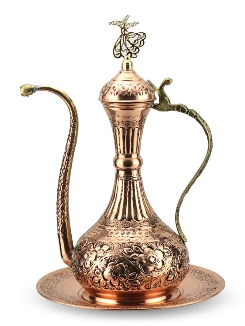 Lux Hurrem Red Embroidered Copper İbrik