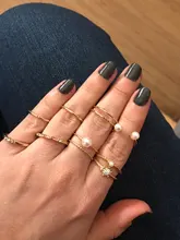 Docona-Conjunto de Anillos de perlas de cristal para mujer, Color dorado geométrico, corazón, dedo nudillo, joyería 2020