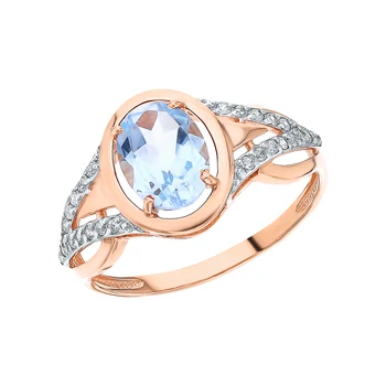 

Gold ring with Topaz and cubic zirconia sunlight sample 585