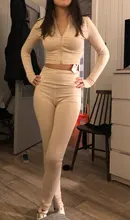 2020 de las mujeres de invierno de 2 piezas conjunto de manga larga Tops leggins y camiseta pantalones conjunto Bodycon Deporte Fitness chándal