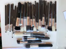 Conjunto de negras brochas maquillaje BEILI, brochas profesionales de pelo Natural de cabra, brochas para base de maquillaje en polvo, brochas para mezclar ojos y maquillaje