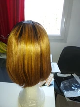 Lace Closure Human-Hair-Wig Short Bob SPARK Natural Straight Peruvian 1b/30--4/27-highlight