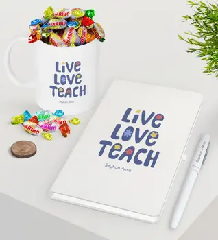 

Personalized Age Love Teach White Notebook Pen Sugary Mug Seti-1