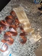 Remy Forte-mechones de pelo ondulado rubio con cierre, extensiones de pelo ondulado mechones brasileños naranja, 3 mechones de cabello humano con cierre