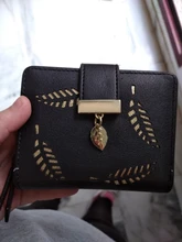 Cartera de moda para mujer, billetera corta, bolso de mano con huecos, monedero de cuero PU, tarjetero
