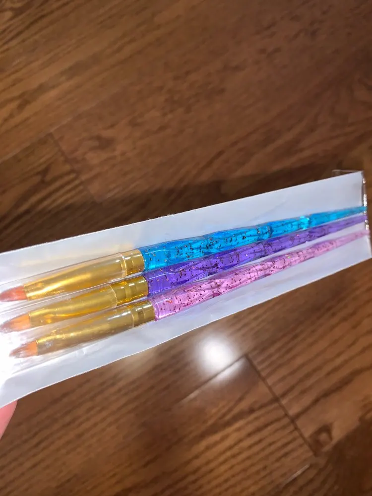 3 Size Nail Art Gold Round Top Painting Brush Set Gel Polish Tips Extending Coating 3D Petal Flower DIY Drawing Shaping Pens Kit reviews №3 161382