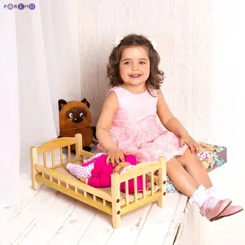 

Furniture Toys PAREMO Classic cot for dolls beige textile for children toys for kids game furniture dolls doll houses furniture for bed for accessories