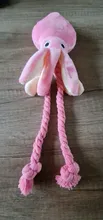 Calamar bonito y pequeño sonido de juguete de perro BB, mascota de peluche, cuerda de perrito, mordedores de juguete con sonido rosa para gato