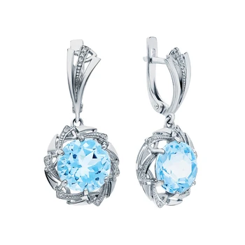 

Silver earrings with Topaz and cubic zirconia sunlight sample 925 test