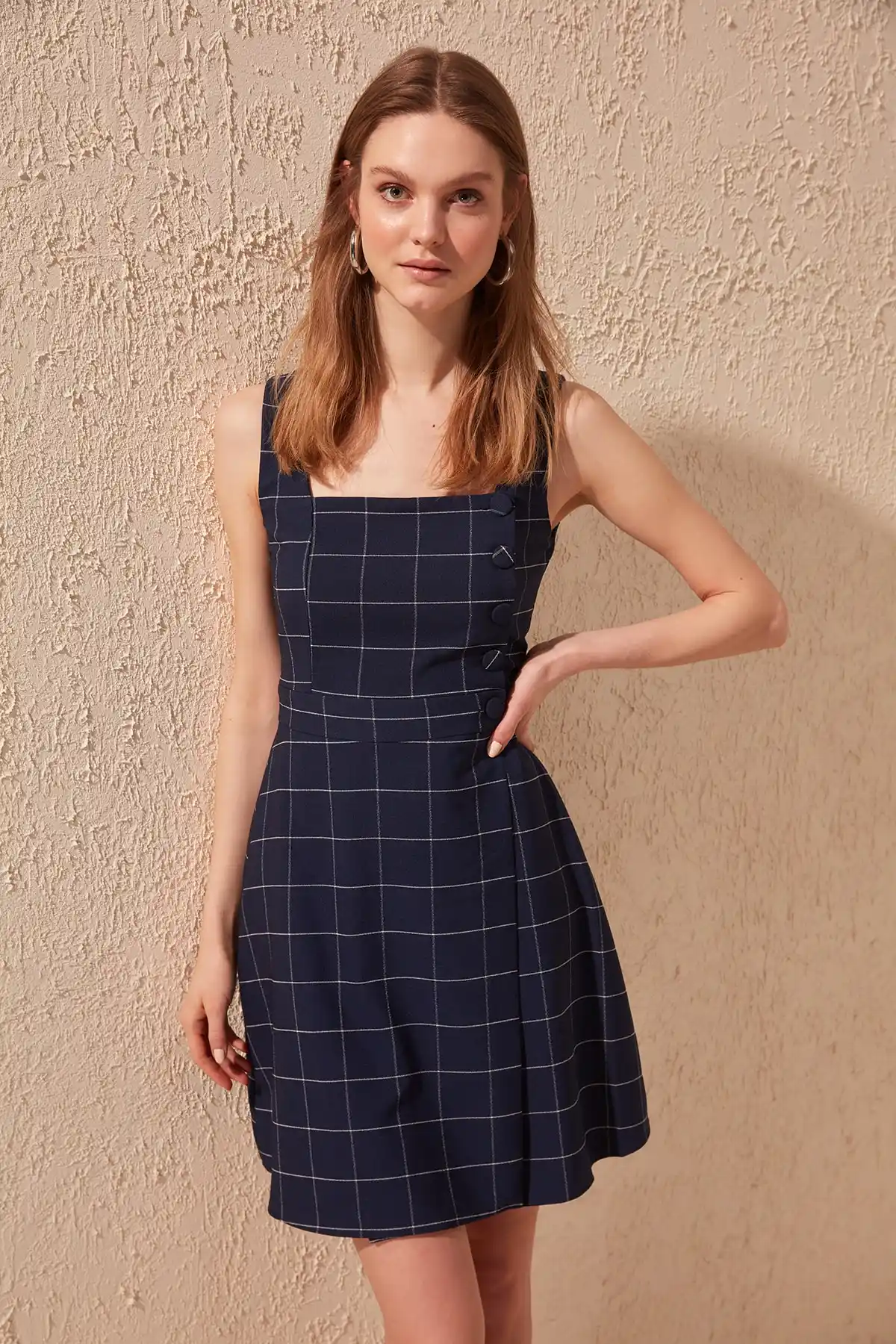 navy blue button dress