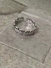 Vintage Ancient Silver Color Happy Smiling Face Open Rings for Women Punk Hip Hop Adjustable