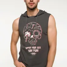 DeFacto Летняя мужская повседневная майка без рукавов с капюшоном, трикотажная крутая футболка с черепами, Спортивная футболка для спортсмена, I8757AZ18HSAR155-I8757AZ18HS