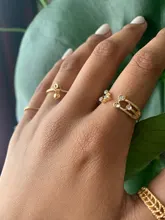 Tocona 8 unids/set, Anillos geométricos conjuntos de cristal claro de cadena de oro de piedra anillos de apertura para la joyería de las mujeres accesorios 9012