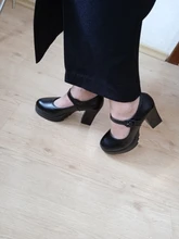 Zapatos de tacón alto cuadrados para mujer, plataforma con hebilla en la boca, zapatos de punta redonda, para primavera y verano