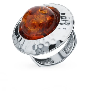 

Silver ring with amber sunlight sample 925