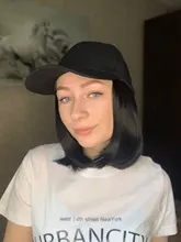 Peluca corta de pelo negro rizado para mujer, gorra de béisbol, fibra sintética resistente al calor, pelucas Bob