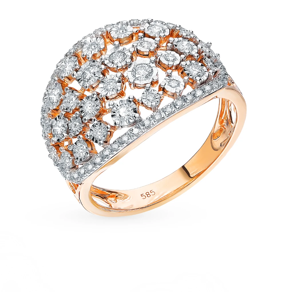 Gold ring with diamonds SUNLIGHT test 585