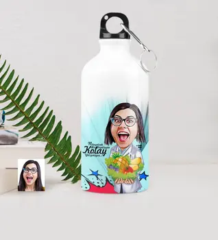 

Personalized Women 'S Dietician Caricature Of Metal Water bowl (500 ml.) 1