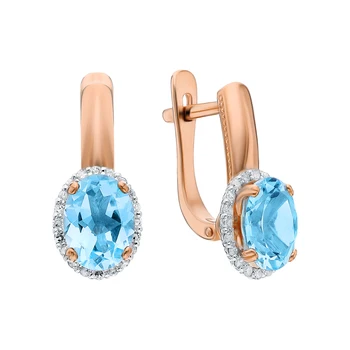 

Gold earrings with Topaz and diamonds sunlight sample 585