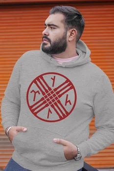 

Angemiel Wear Red Göktürkçe Turkish Write Gray Men 'S Hooded Sweatshirt