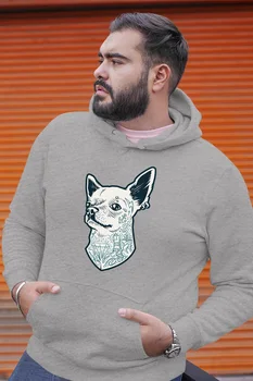

Angemiel Wear Tattooed Yorkie Gray Men 'S Hooded Sweatshirt
