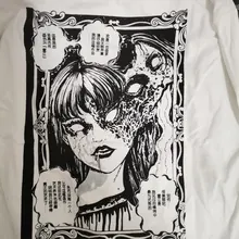 Camiseta con estampado gótico de dibujos animados para mujer, ropa con estampado de Horror, Punk, japonés, Harajuku Street