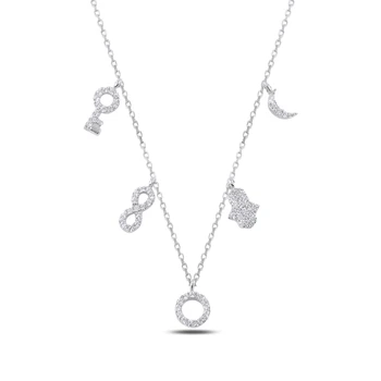 

KUTAYDAN Zircon Cubic Zirconia Dangle Pendant 925 Sterling Silver