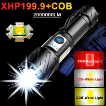 100W Super Bright XHP199 LED latarka Zoomable USB akumulator bardzo silny latarka wodoodporna latarka taktyczna 2000000l tanie tanio YUAITANE CN (pochodzenie) Odporna na wstrząsy Do samoobrony POWER BANK Ostre światło FL1099-98 500 metrów Camping